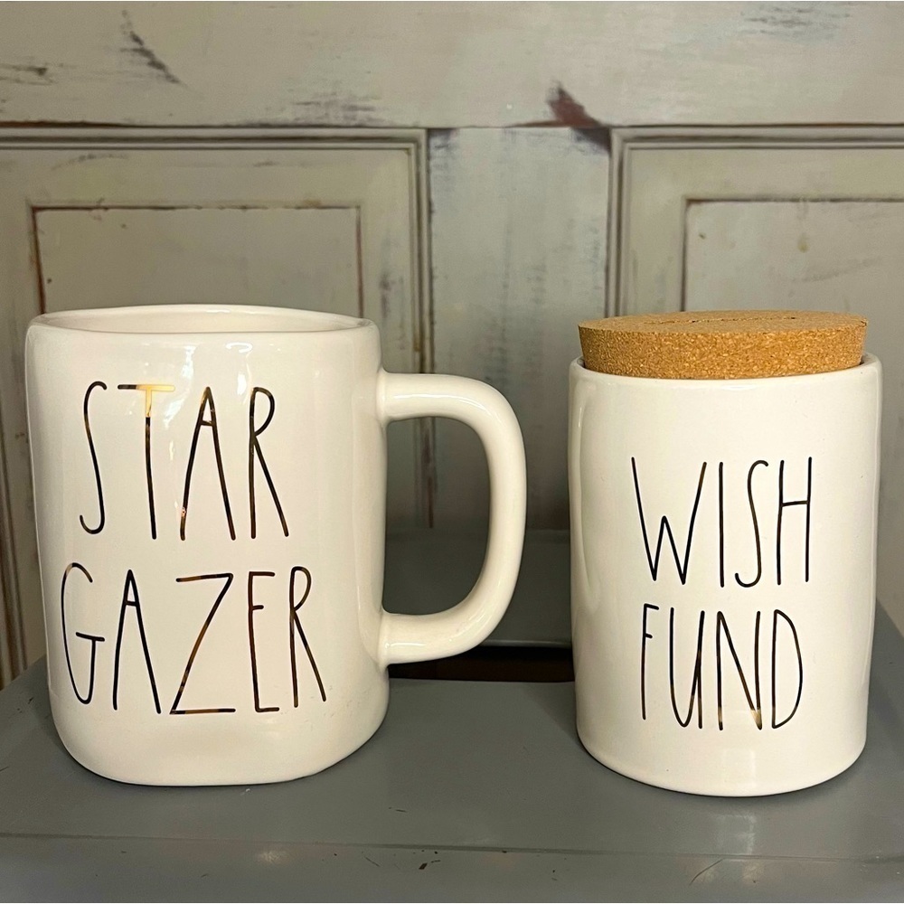 Rae Dunn Star Gazer Mug & Wish Fund bank gift set brand new package coffee cup